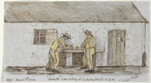 'Convicts' Letter writing at Cockatoo Island N.S.W. 'Canary Birds' by Philip Doyne Vigors